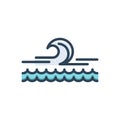 Color illustration icon for Wave, ripple and backwash