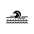 Black solid icon for Wave, ripple and backwash