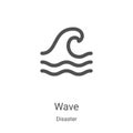 wave icon vector from disaster collection. Thin line wave outline icon vector illustration. Linear symbol for use on web and