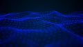 Wave of interlacing points and lines. Abstract background. Technological style for science.3d rendering Royalty Free Stock Photo