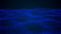 Wave of interlacing points and lines. Abstract background. Technological style for science.3d rendering Royalty Free Stock Photo