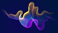 Wave line of flowing particles over dark abstract vector background, smooth curvy shape shining dots fluid array. 3d dots blended Royalty Free Stock Photo