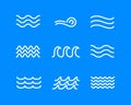 Wave line icon water vector sea flat ocean graphic symbol. Wave minimal logo Royalty Free Stock Photo