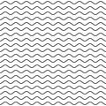 Wave line seamless pattern. Wavy thin stripes pattern. Black horizontal water curve lines texture. Simple monochrome Royalty Free Stock Photo