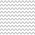 Wave line seamless pattern. Wavy thin stripes pattern. Black horizontal water curve lines texture. Simple monochrome