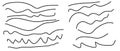 Wave line and wavy zigzag pattern lines. Vector black underlines, smooth end squiggly horizontal curvy squiggles Royalty Free Stock Photo