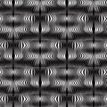 Wave lines optical illusion vector seamless pattern. Modern abstract black and white ornamental background. Decorative geometric Royalty Free Stock Photo