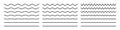 Wave lines, vector wavy zigzags and squiggly pattern lines. Vector curvy black squiggles and curvy underlines set