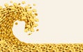 The wave of money. Huge tsunami wave of gold coins. Jackpot or success concept.