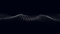 Wave of moving dots on an abstract dark background. 3D Vector illustration Royalty Free Stock Photo