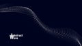 Wave of moving dots on an abstract dark background. 3D Vector illustration Royalty Free Stock Photo