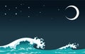 Wave in the night Royalty Free Stock Photo