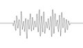 Wave one line. Continuous lines waves drawing. Art sound. Hand draw music. Outline audio icon. Concept voice. Sketch black record