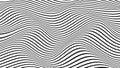 Wave of optical illusion. Abstract black and white illustrations. Horizontal lines stripes pattern or background with Royalty Free Stock Photo