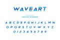 Wave original bold font alphabet letters and numbers for creative design template for logo. Flat illustration EPS10