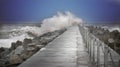 Wave over pier