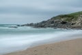 Wave over Beach, Towan Head, Fistral, Newquay, Cornwall Royalty Free Stock Photo