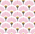 Japanese Pink Fan Seamless Pattern