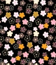 Japanese Black and Gold Cherry Blossom Seamless Pattern Royalty Free Stock Photo