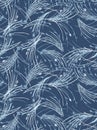 Japanese Wind Flow Grass Leaf Seamless Pattern