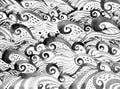 Wave pattern minimal watercolor painting hand drawn japanese style