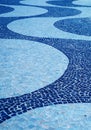 Wave Patterned Mosaic Pavement in Vivid Blue and Light Blue Color