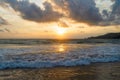 Wave at Phuket beach, Andaman Sea at sunset in Thailand. Nature sky background Royalty Free Stock Photo