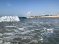 Wave in profile on the Mediterranean sea coast