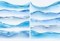 Wave realistic splashes. Liquid water surface with bubbles and splashes ocean or sea vector backgrounds Royalty Free Stock Photo
