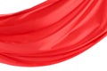 Wave of red satin on a white background.