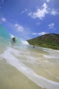 Wave Riding Boogieboarder at Sandy Beach, Hawaii Royalty Free Stock Photo