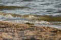 Wave rolling on the sandy shore of the Black Sea, Ukraine Royalty Free Stock Photo