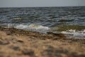 Wave rolling on the sandy shore of the Black Sea, Ukraine Royalty Free Stock Photo