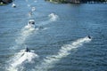 Wave runners and boats in the Intracoastal Waterway Miami FL USA Royalty Free Stock Photo