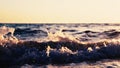 Wave of the sea or ocean at sunset. Paradise vacation by the sea