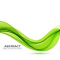 Wave with shadow.Abstract green lines on a white background. Design element. Royalty Free Stock Photo