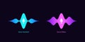 Wave shape with microphone for voice assistant. Sound wave, voice command, audio waveform Royalty Free Stock Photo