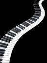 Wave-shaped bent musical keyboard of a piano