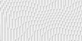 Wave shaped offset white long rectangle cubes geometrical background wallpaper banner pattern flat lay top view from above
