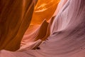 Wave shapes in the glowing walls in lower Antelope Canyon, Page, Arizona