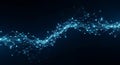 Abstract glowing blue network of interconnected nodes and lines forming a wave shape on a dark background Royalty Free Stock Photo