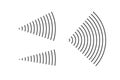 Wave signal radio sonar effect vector lines or antenna radiation vibration sonic rings ways clip art radial strokes icon, angular