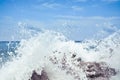 Waver smashing on rocks in Lefkada Royalty Free Stock Photo