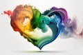 Wave and smoke in shape form heart of different rainbow colors isolated on white Royalty Free Stock Photo