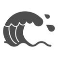 Wave solid icon, nautical concept, ocean storm sign on white background, large ocean wave splash icon in glyph style
