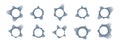 Wave Sound Equalizer Circular Icons Set. Round Grainy Music Waves Dots Shapes. Abstract Audio Radial Spectrum Noisy