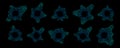 Wave Sound Equalizer Circular Icons Set. Round Grainy Music Waves Dots Shapes. Abstract Audio Radial Spectrum Noisy