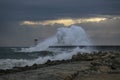 Wave splash at dusk Royalty Free Stock Photo