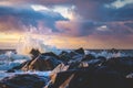 Waves breaking at the Rocks on the danish coast