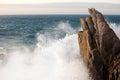 Wave splashing on rock